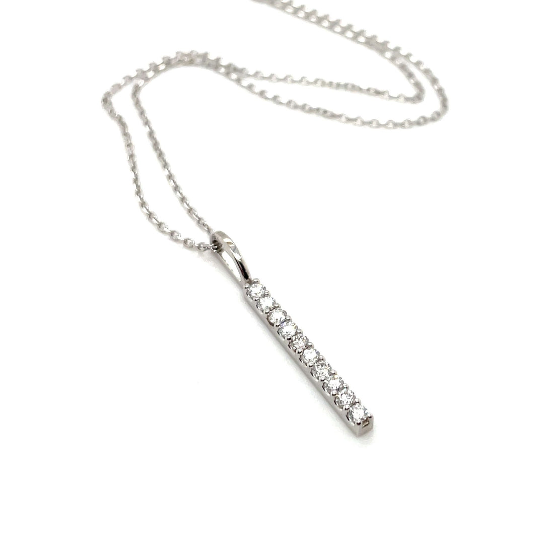 14K Diamond Bar Necklace - Lab Grown or Natural Diamonds - Rare Earth Jewelry