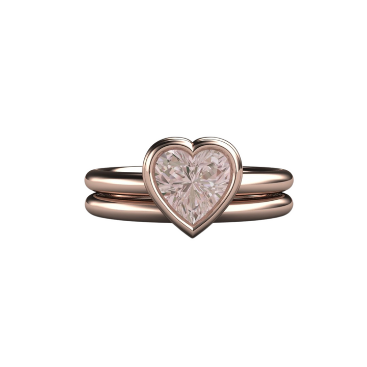 Bezel Set Morganite Engagement Ring Heart Cut Solitaire, Rare Earth Jewelry