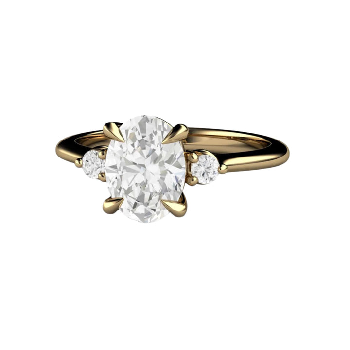 1 Carat Oval Lab Grown Diamond Engagement Ring, 3 Stone Lab Created Diamond Trio Ring