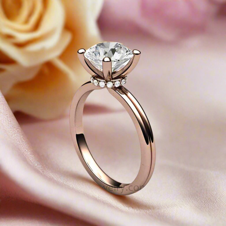 2 Carat Moissanite Solitaire Engagement Ring | 8mm Round Colorless Forever One, Rare Earth Jewelry