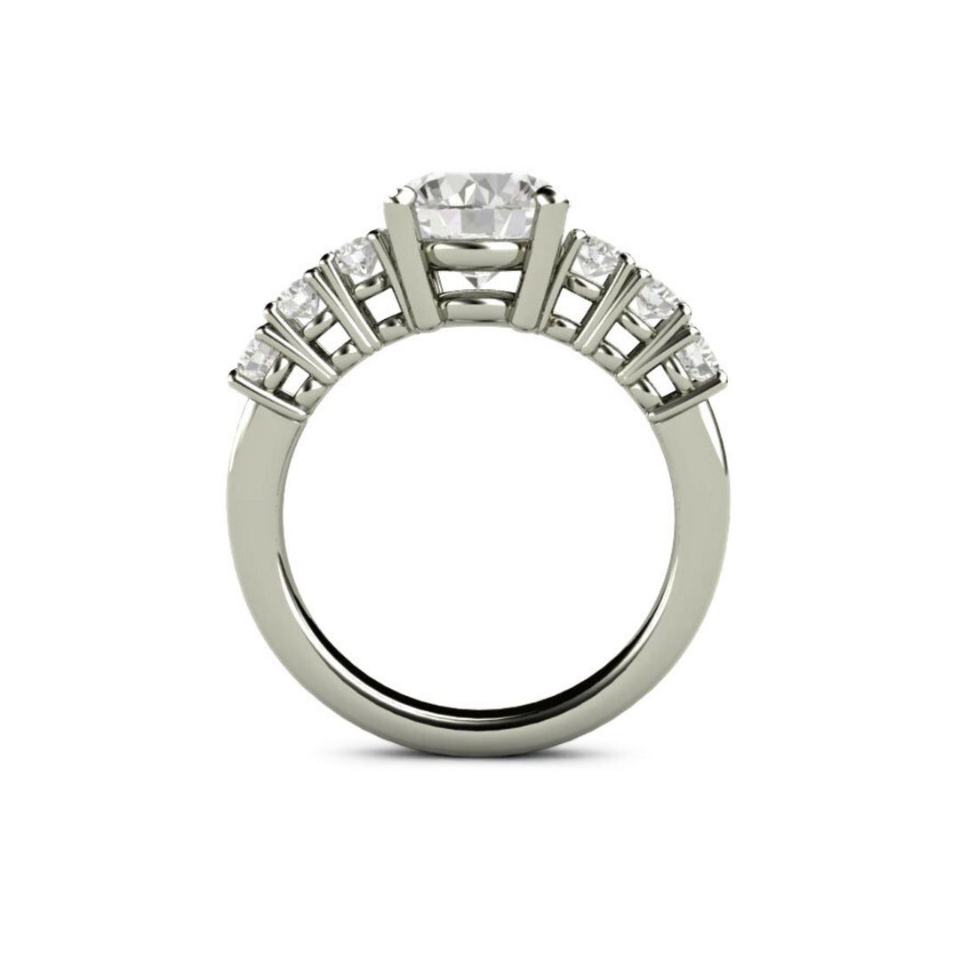 2ct Forever One Moissanite Engagement Ring, Solitaire with Accented Band, Profile View