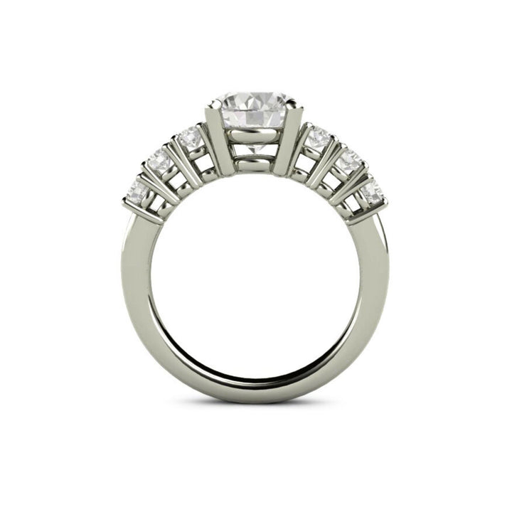 2ct Forever One Moissanite Engagement Ring, Solitaire with Accented Band, Profile View