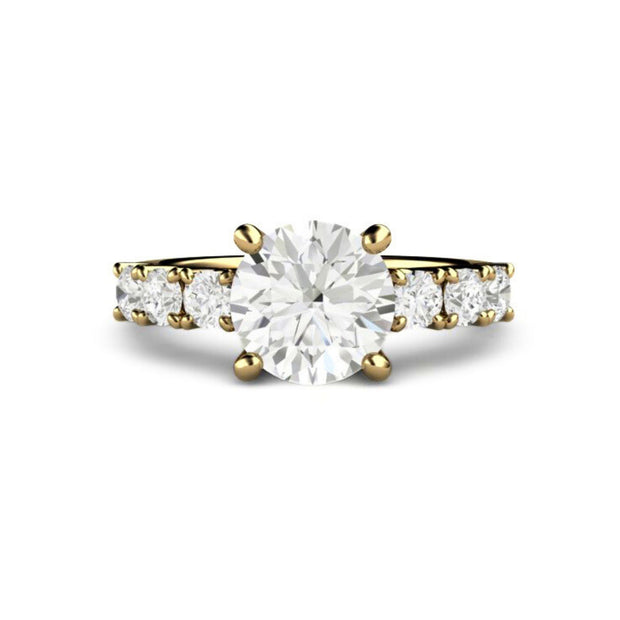 2CT Moissanite engagement ring in yellow gold.