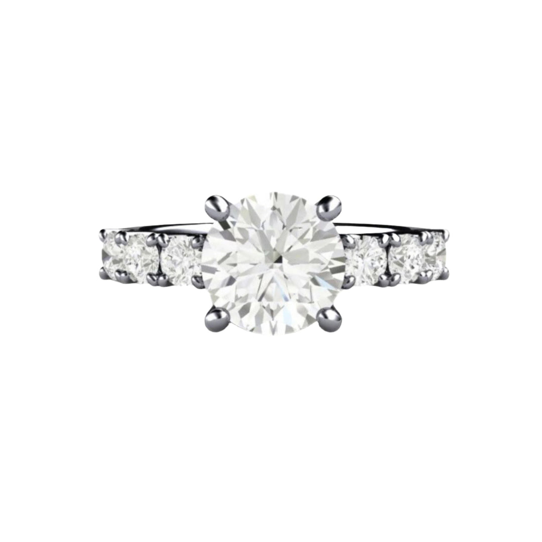 2ct Forever One Moissanite Engagement Ring, Solitaire with Accented Band in Gold or Platinum