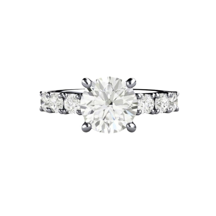 2ct Forever One Moissanite Engagement Ring, Solitaire with Accented Band in Gold or Platinum