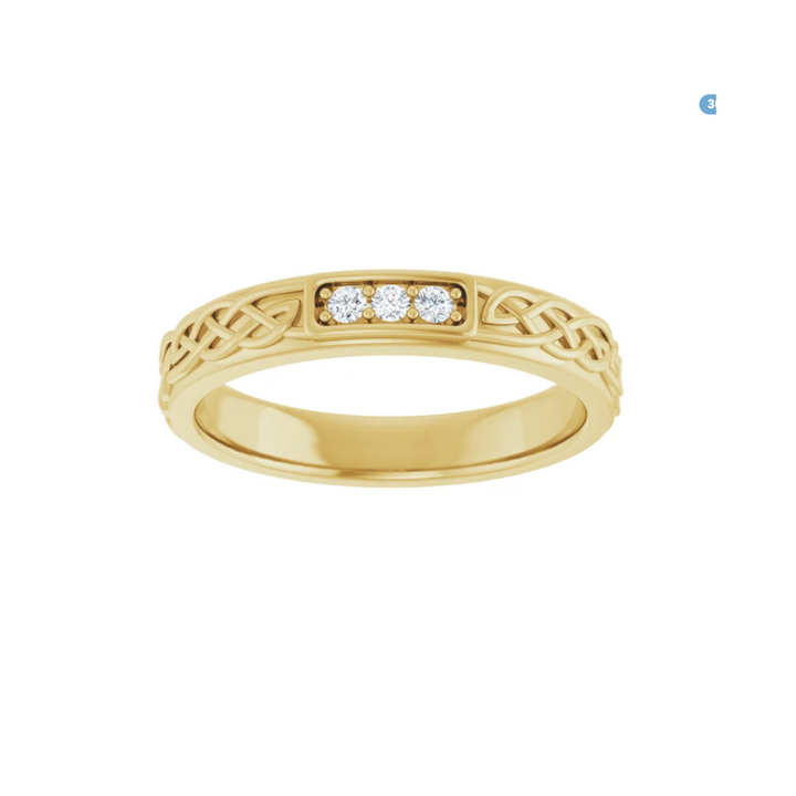 2mm Celtic Inspired Wedding Band | Irish Wedding Ring with Diamonds in 14K Gold, Rare Earth Jewelry