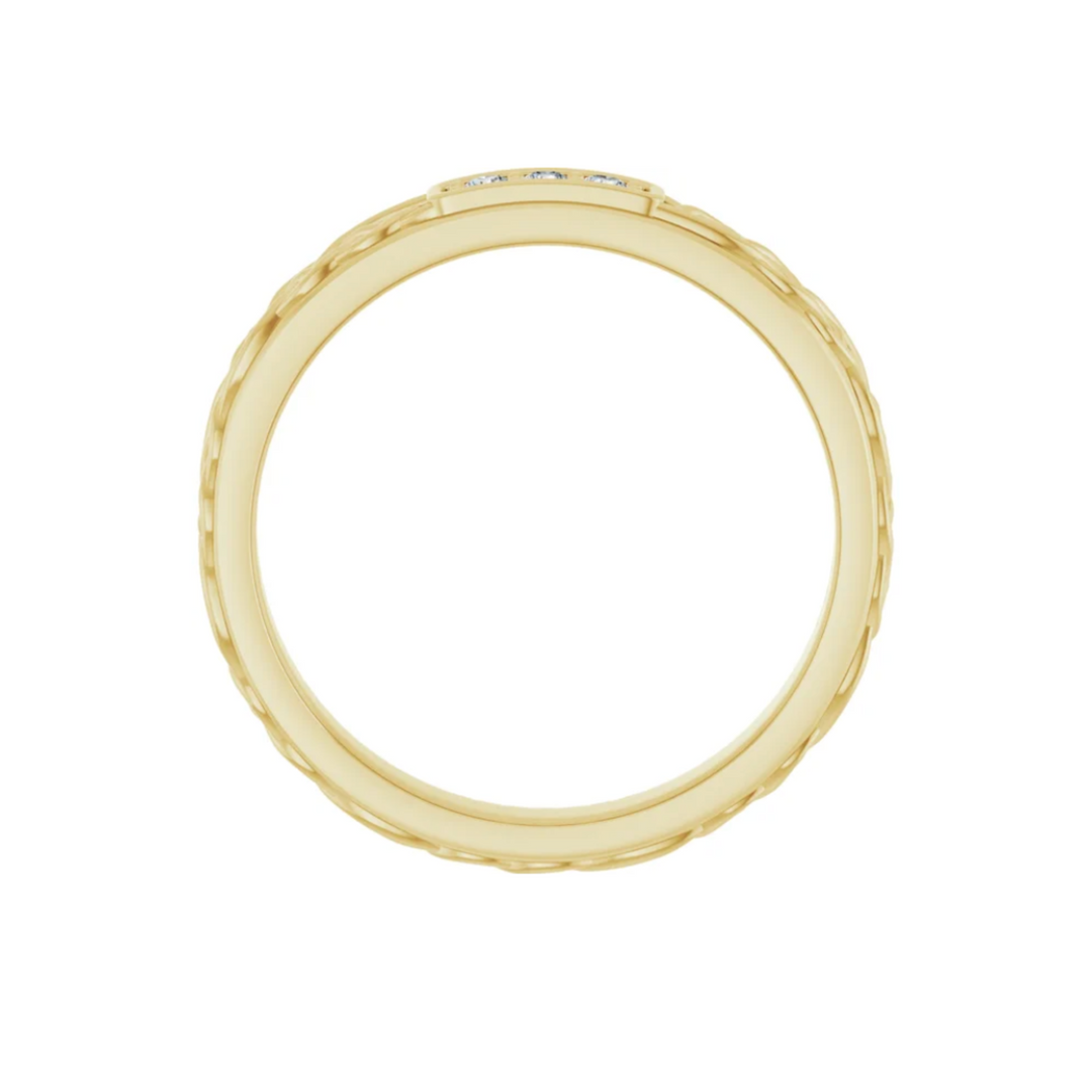 2mm Celtic Inspired Wedding Band | Irish Wedding Ring with Diamonds in 14K Gold, Rare Earth Jewelry