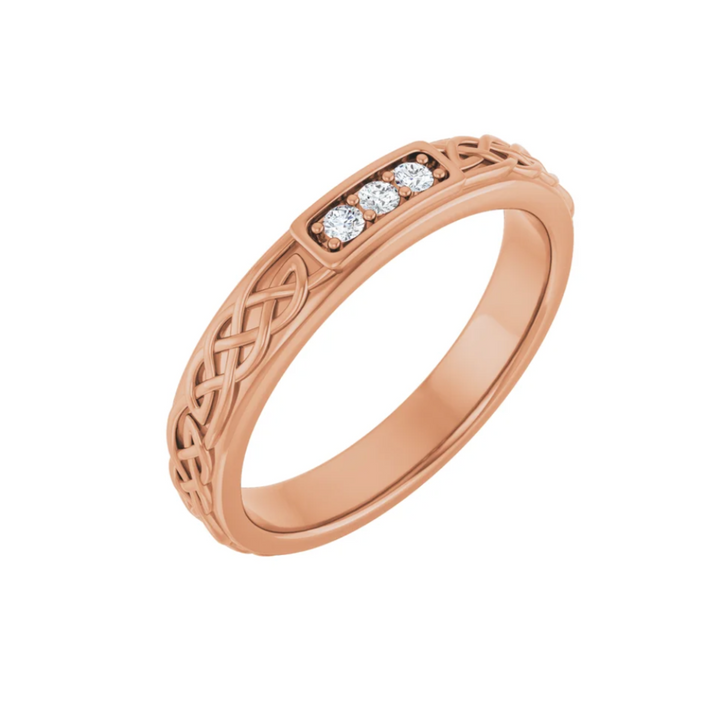 2mm Celtic Inspired Wedding Band | Irish Wedding Ring with Diamonds in 14K Gold, Rare Earth Jewelry