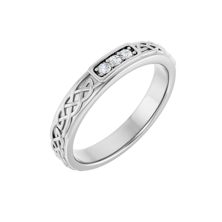 2mm Celtic Inspired Wedding Band | Irish Wedding Ring with Diamonds in 14K Gold, Rare Earth Jewelry