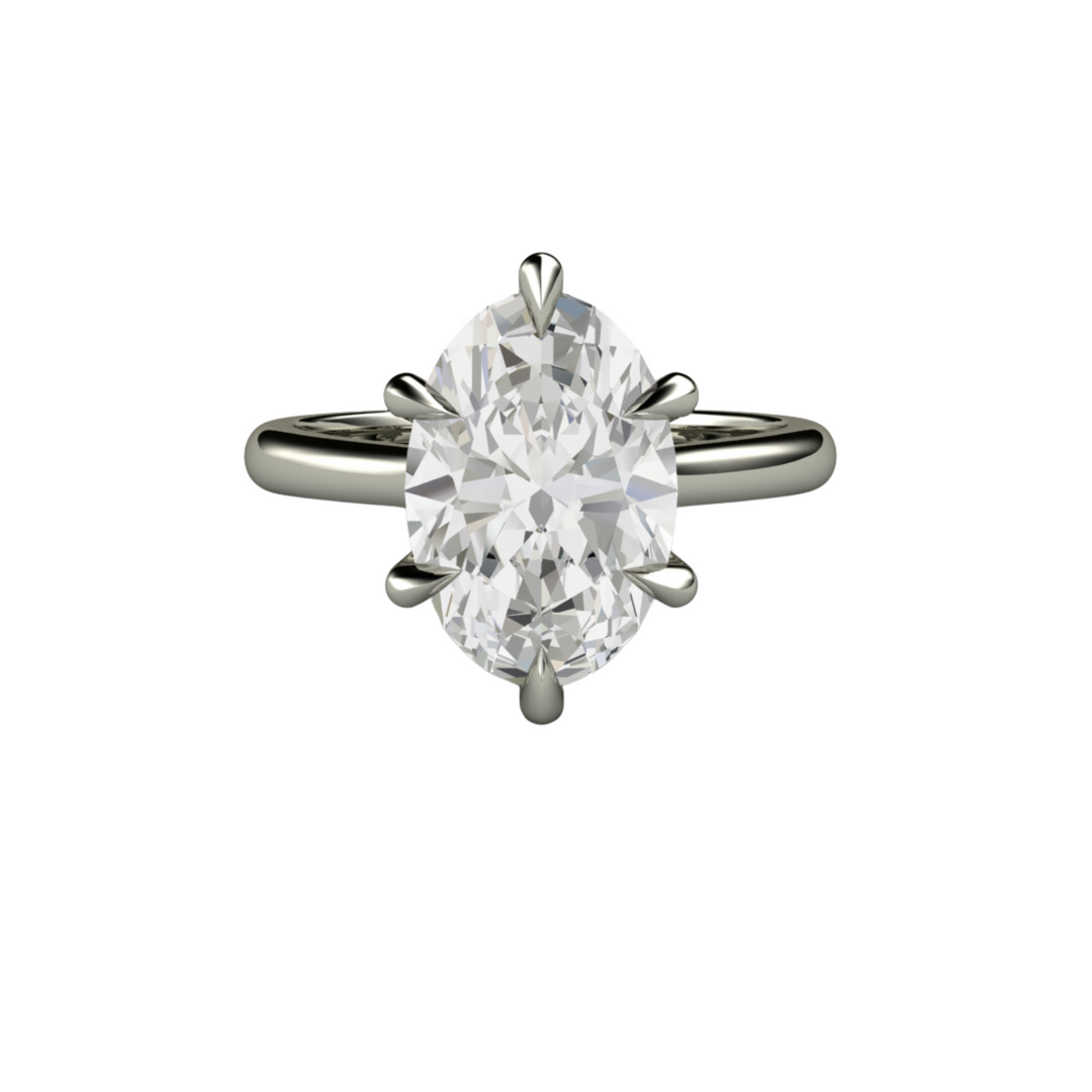 3ct Oval Diamond Solitaire Engagement Ring, 3 Carat Lab Grown Diamond Ring, Certified CVD Diamond