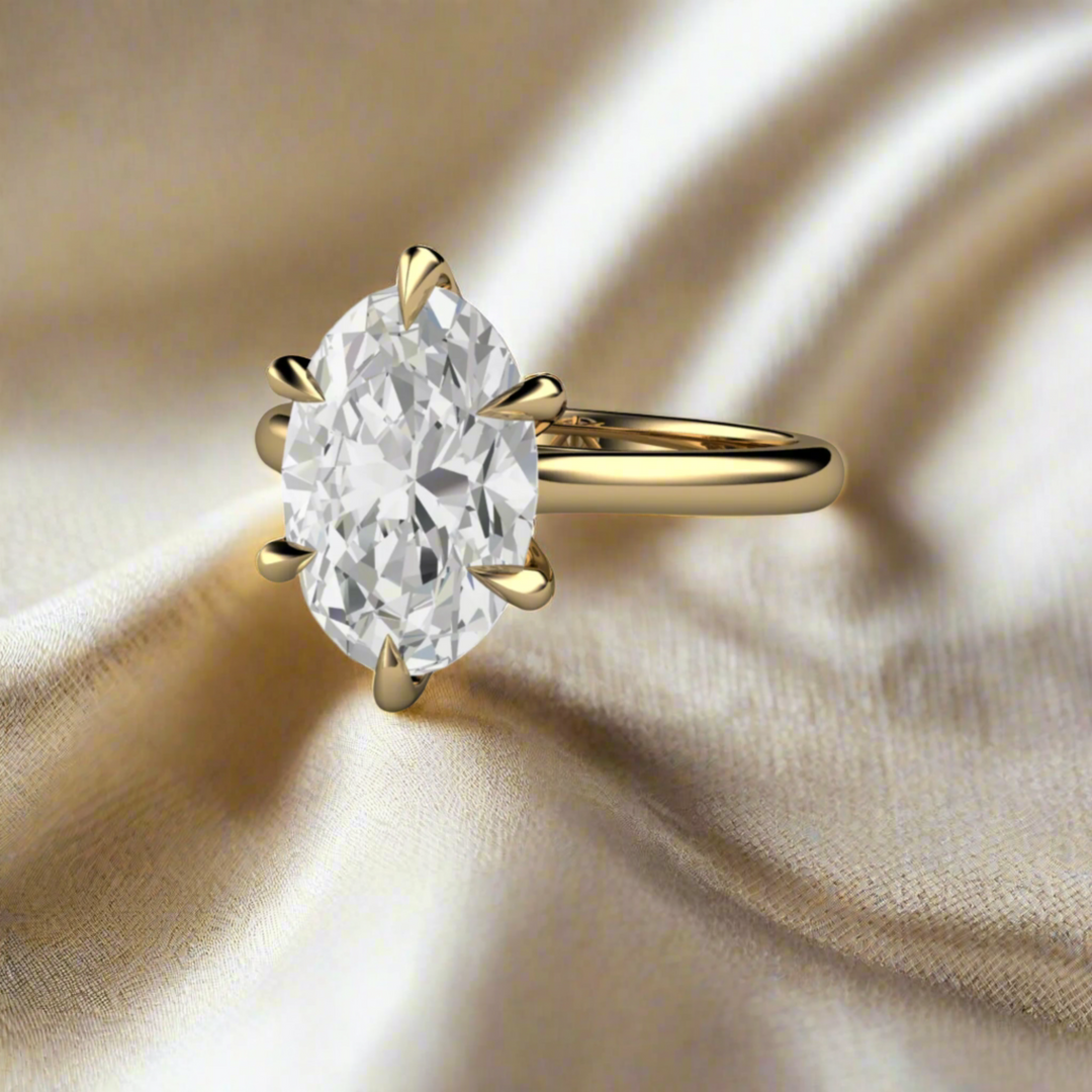 3ct Oval Lab Grown Diamond Engagement Ring | Elongated Solitaire IGI Certified, Rare Earth Jewelry