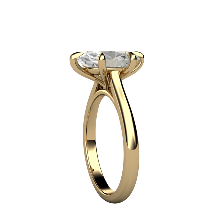 3ct Oval Lab Grown Diamond Engagement Ring, Elongated Oval Solitaire, IGI Certified Diamond, Side View