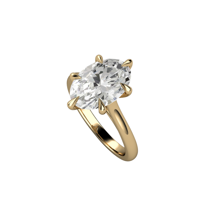 3ct Oval Lab Grown Diamond Engagement Ring, Elongated Oval Solitaire, 6 Prong Setting, Claw Shaped Prongs