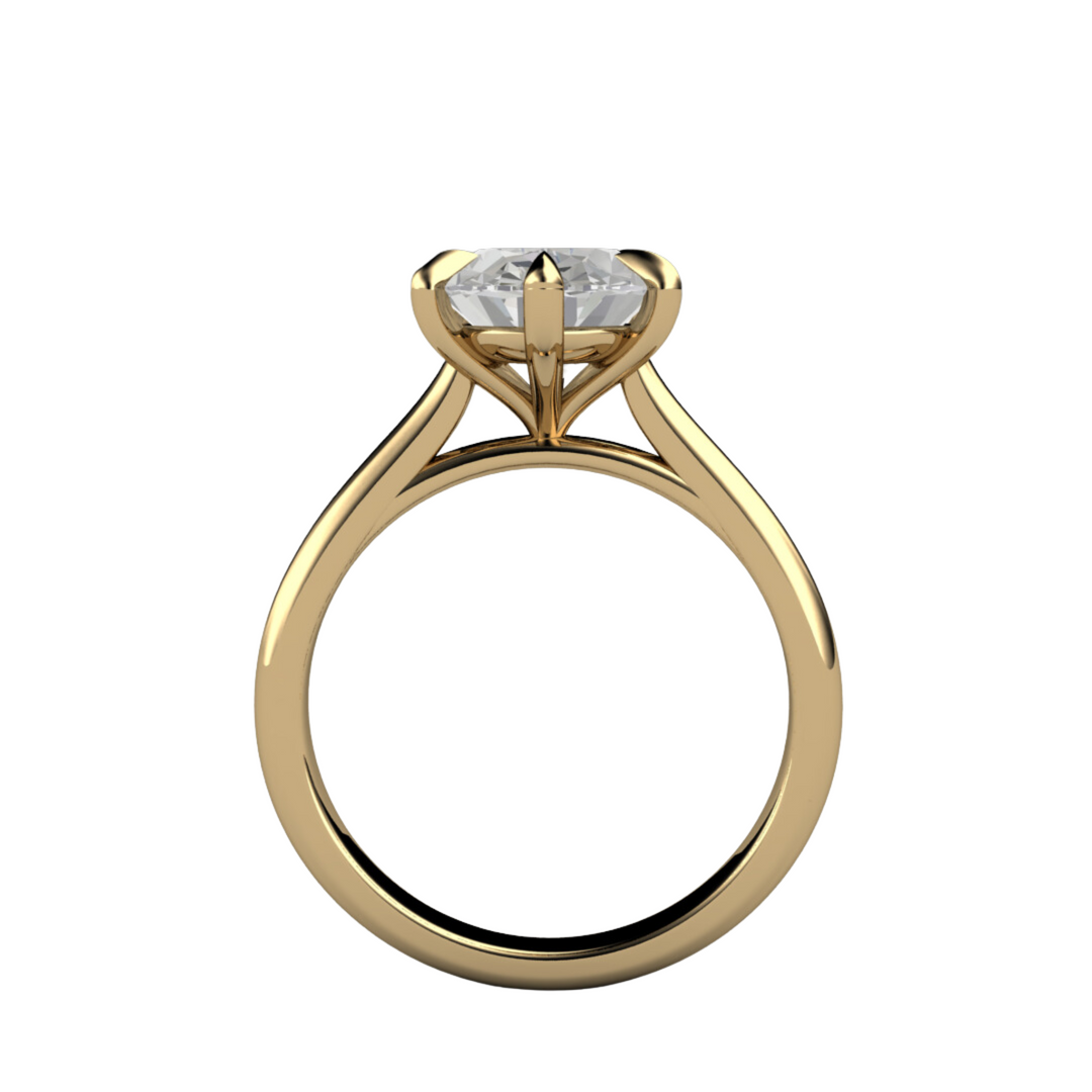 3ct Oval Lab Grown Diamond Engagement Ring, Elongated Oval Solitaire, Profile View