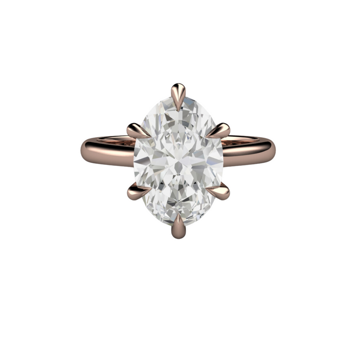 3 Carat Lab Grown Elongated Oval Diamond Ring, IGI Certified Diamond Engagement Ring, 14K Rose Gold