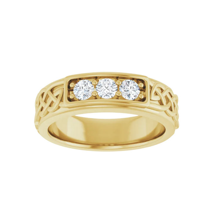 3mm Celtic Inspired Wedding Band | Irish Wedding Ring with Diamonds in 14K Gold, Rare Earth Jewelry