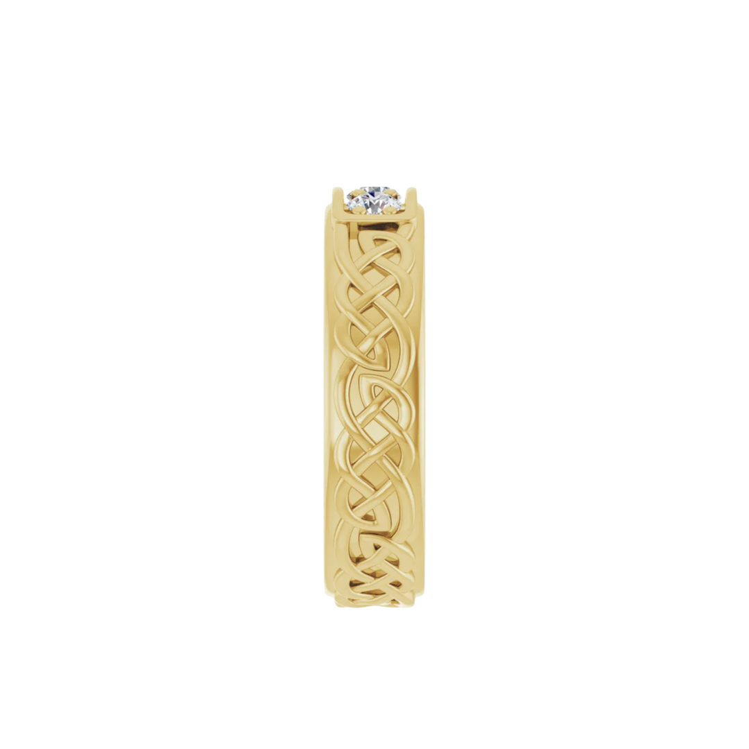 3mm Celtic Inspired Wedding Band | Irish Wedding Ring with Diamonds in 14K Gold, Rare Earth Jewelry