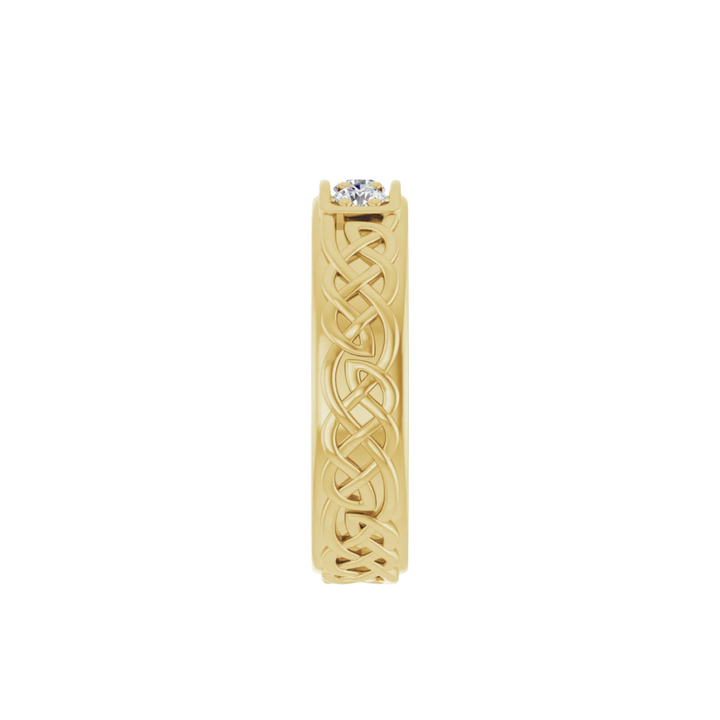 3mm Celtic Inspired Wedding Band | Irish Wedding Ring with Diamonds in 14K Gold, Rare Earth Jewelry