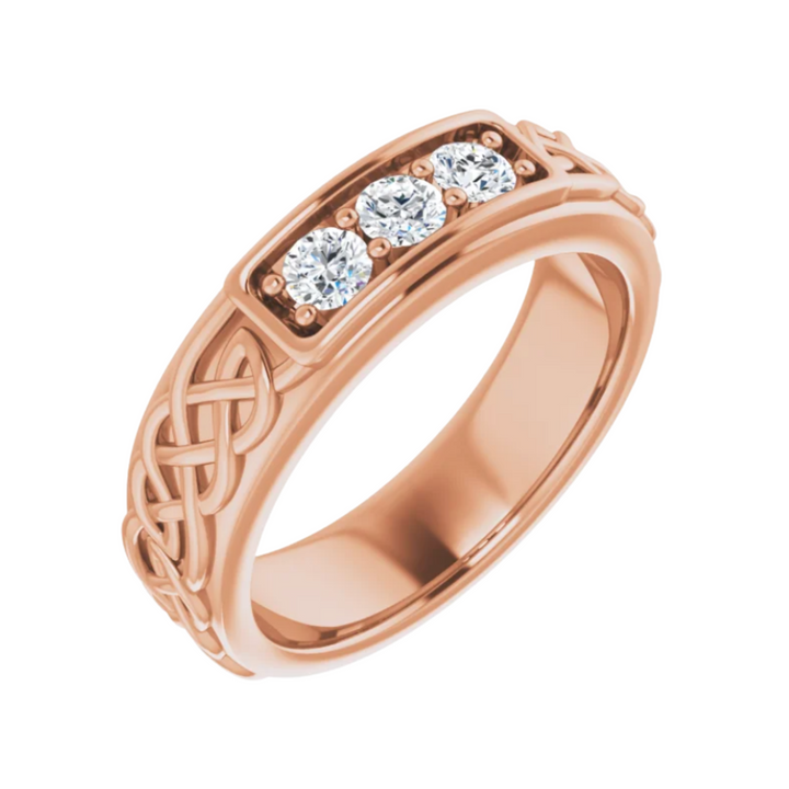 3mm Celtic Inspired Wedding Band | Irish Wedding Ring with Diamonds in 14K Gold, Rare Earth Jewelry