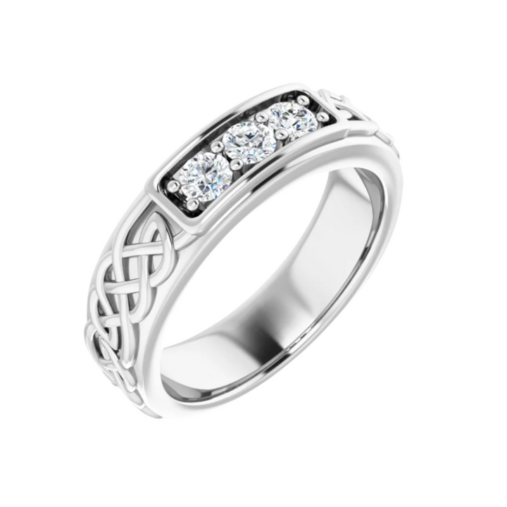 3mm Celtic Inspired Wedding Band | Irish Wedding Ring with Diamonds in 14K Gold, Rare Earth Jewelry