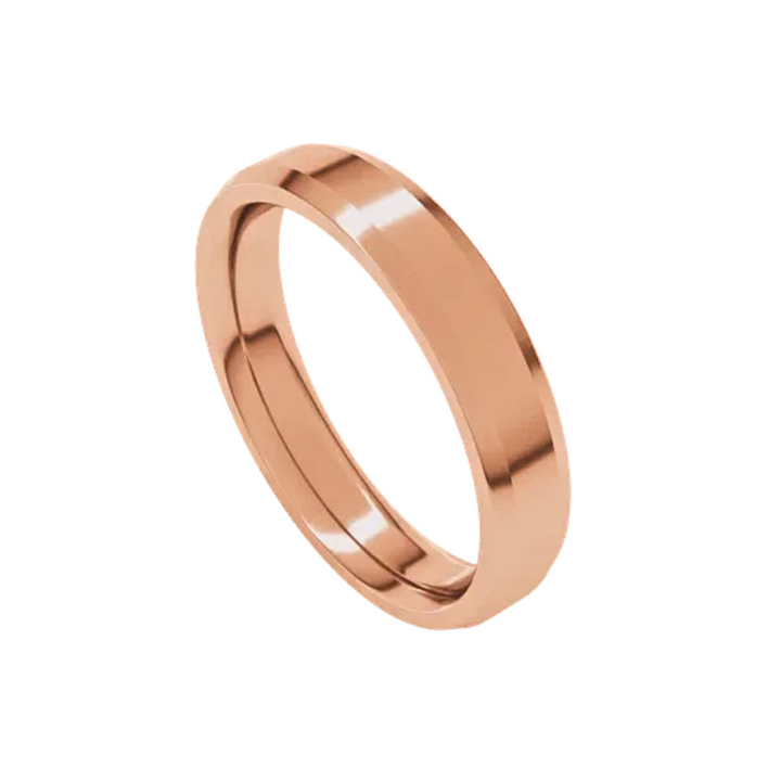 4mm Beveled Edge Wedding Band | 14K Gold Comfort Fit Wedding Ring for Men & Women, Rare Earth Jewelry