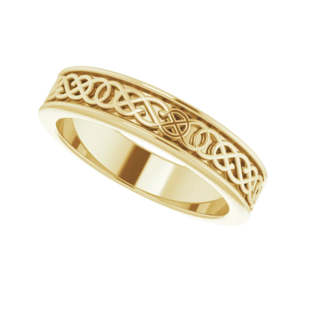4mm Celtic Knot Wedding Band | 14K Gold Irish Wedding Ring for Men & Women, Rare Earth Jewelry