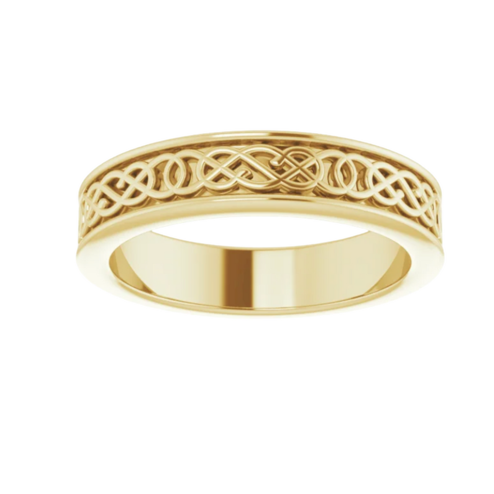 4mm Celtic Knot Wedding Band | 14K Gold Irish Wedding Ring for Men & Women, Rare Earth Jewelry