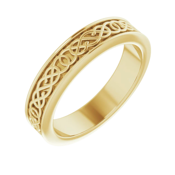 4mm Celtic Knot Wedding Band | 14K Gold Irish Wedding Ring for Men & Women, Rare Earth Jewelry