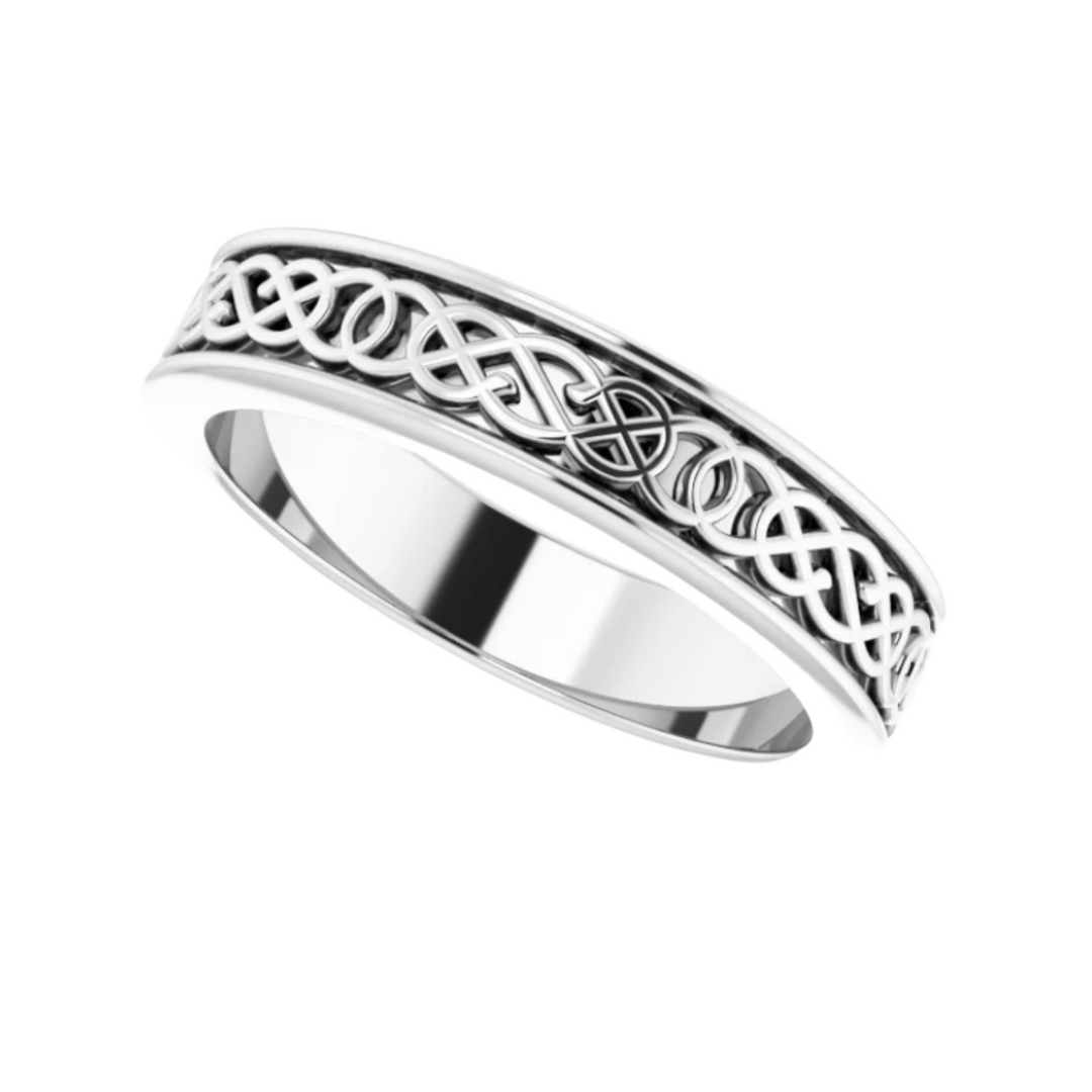 4mm Celtic Knot Wedding Band | 14K Gold Irish Wedding Ring for Men & Women, Rare Earth Jewelry