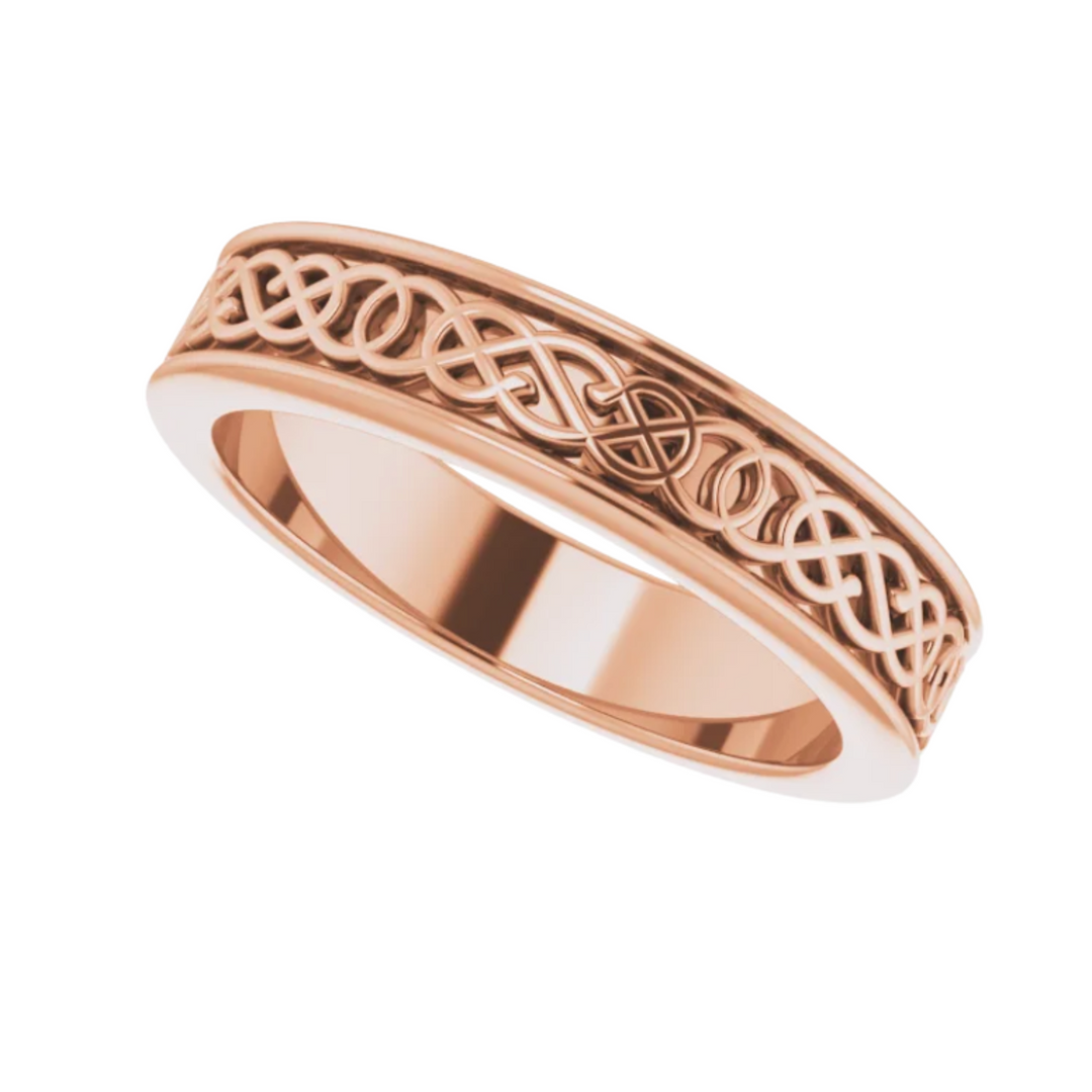 4mm Celtic Knot Wedding Band | 14K Gold Irish Wedding Ring for Men & Women, Rare Earth Jewelry