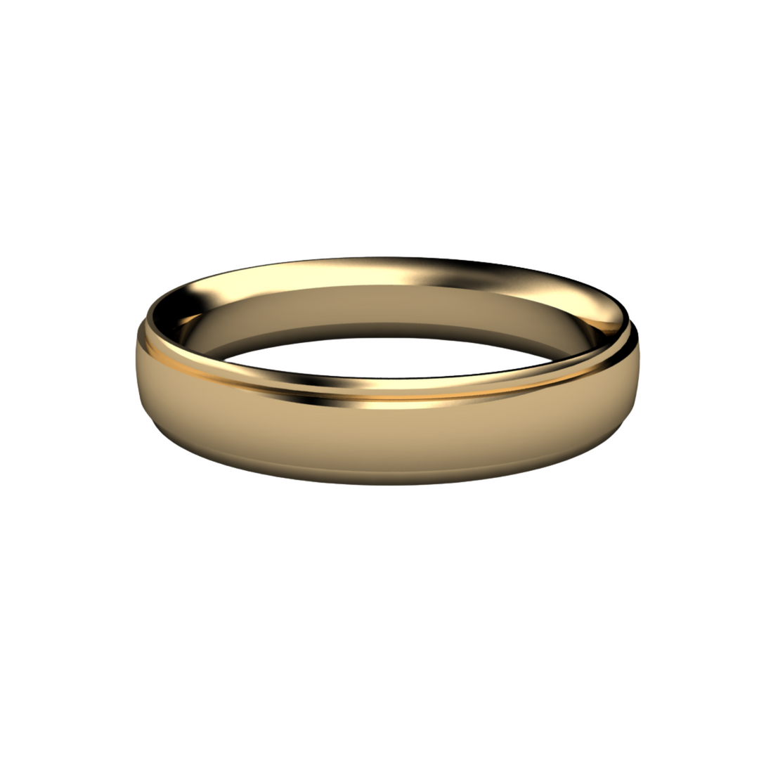 4mm Stepped Edge Wedding Band | 14K Gold Flat Comfort Fit Wedding Ring, Rare Earth Jewelry