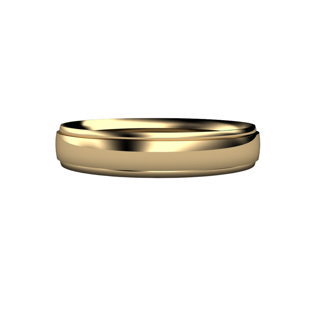 4mm Stepped Edge Wedding Band | 14K Gold Flat Comfort Fit Wedding Ring, Rare Earth Jewelry