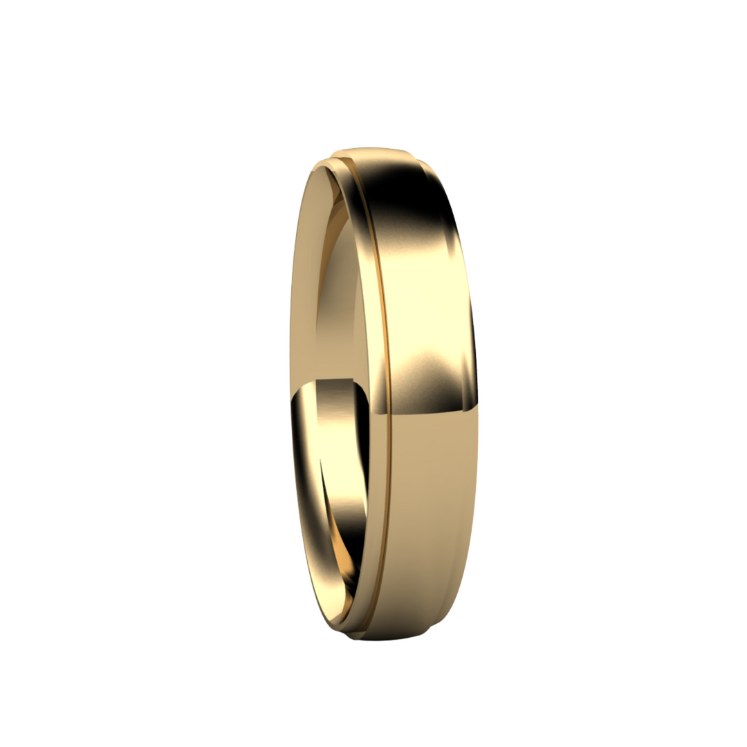 4mm Stepped Edge Wedding Band | 14K Gold Flat Comfort Fit Wedding Ring, Rare Earth Jewelry