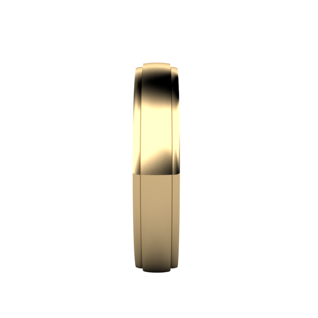 4mm Stepped Edge Wedding Band | 14K Gold Flat Comfort Fit Wedding Ring, Rare Earth Jewelry