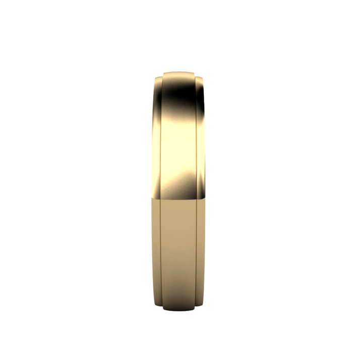 4mm Stepped Edge Wedding Band | 14K Gold Flat Comfort Fit Wedding Ring, Rare Earth Jewelry