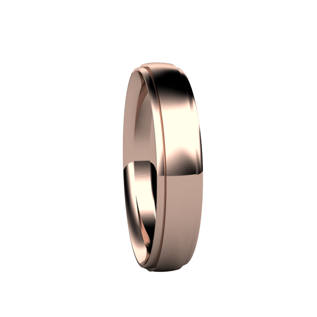 4mm Stepped Edge Wedding Band | 14K Gold Flat Comfort Fit Wedding Ring, Rare Earth Jewelry