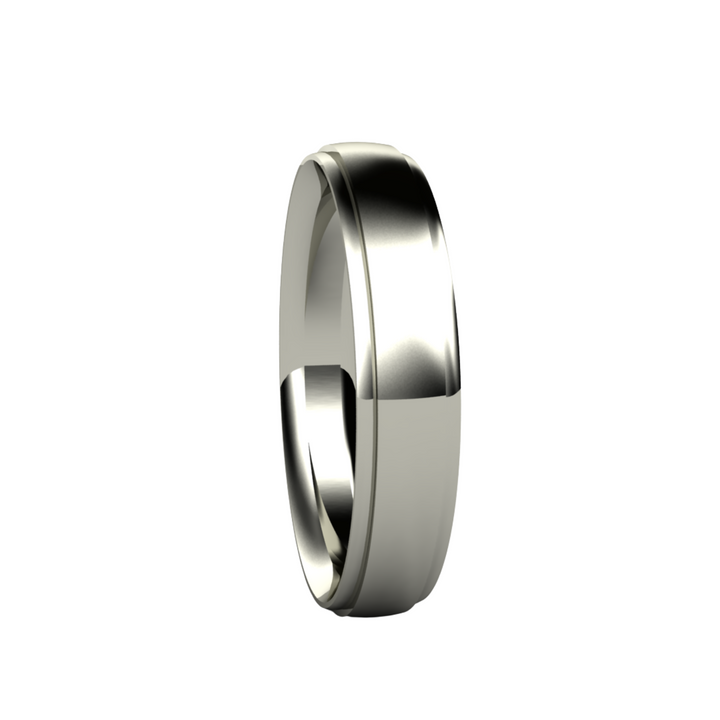 4mm Stepped Edge Wedding Band | 14K Gold Flat Comfort Fit Wedding Ring, Rare Earth Jewelry