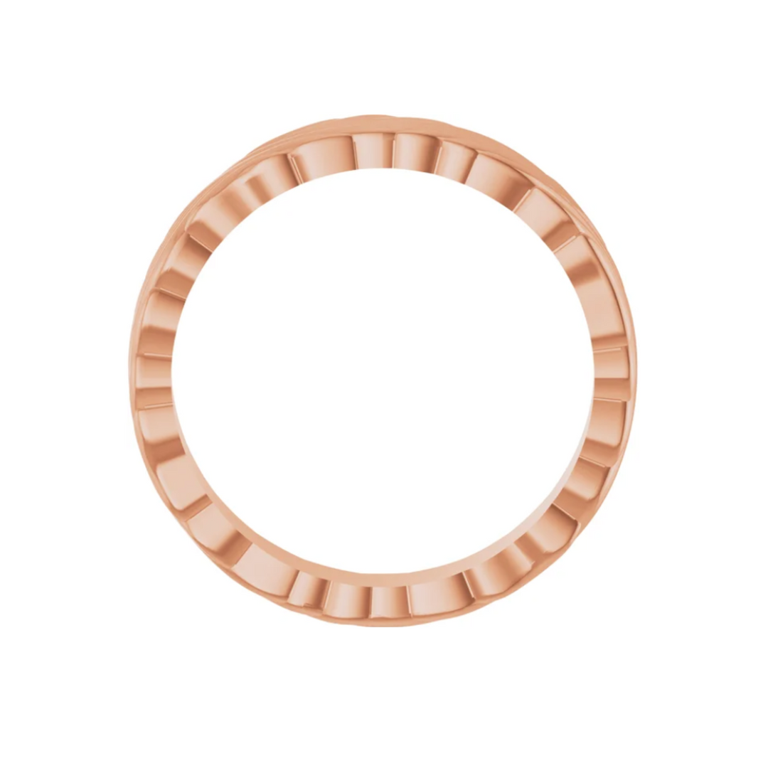 4mm Wave Pattern Wedding Band | 14K Gold Modern Wedding Ring for Men and Women, Rare Earth Jewelry