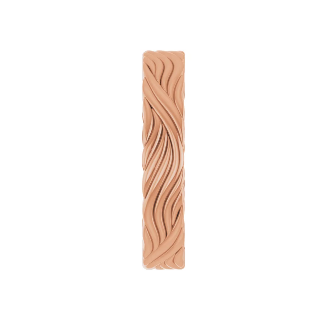4mm Wave Pattern Wedding Band | 14K Gold Modern Wedding Ring for Men and Women, Rare Earth Jewelry