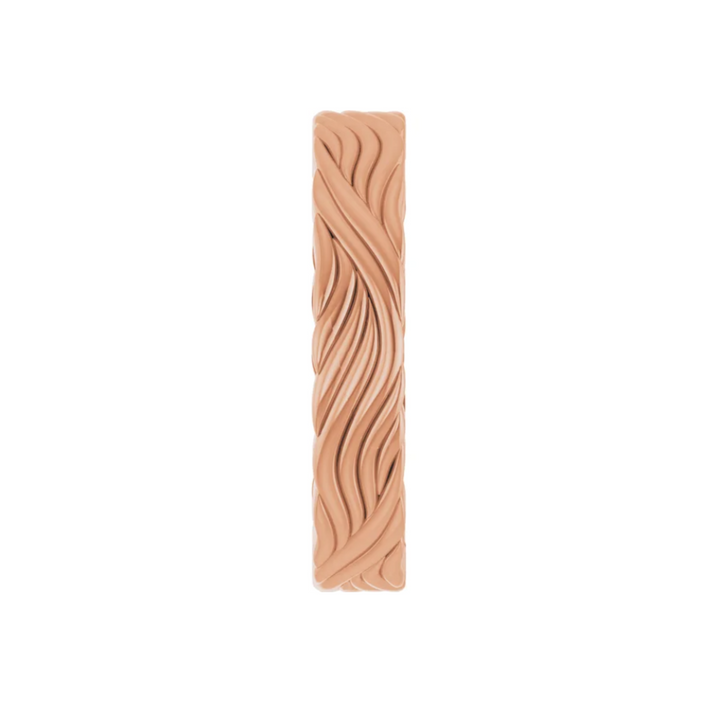 4mm Wave Pattern Wedding Band | 14K Gold Modern Wedding Ring for Men and Women, Rare Earth Jewelry