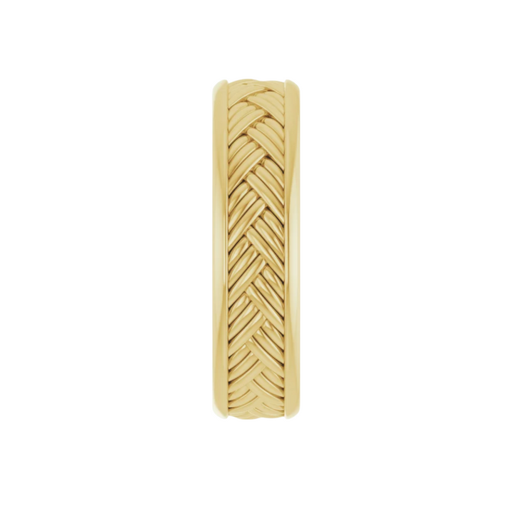 5.5mm Woven Wedding Band | 14K Gold Basketweave Pattern Wedding Ring, Rare Earth Jewelry