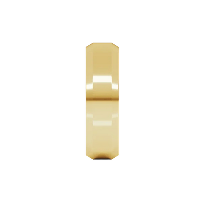 6mm Beveled Edge Wedding Band | 14K Gold Comfort Fit Wedding Ring for Men and Women, Rare Earth Jewelry