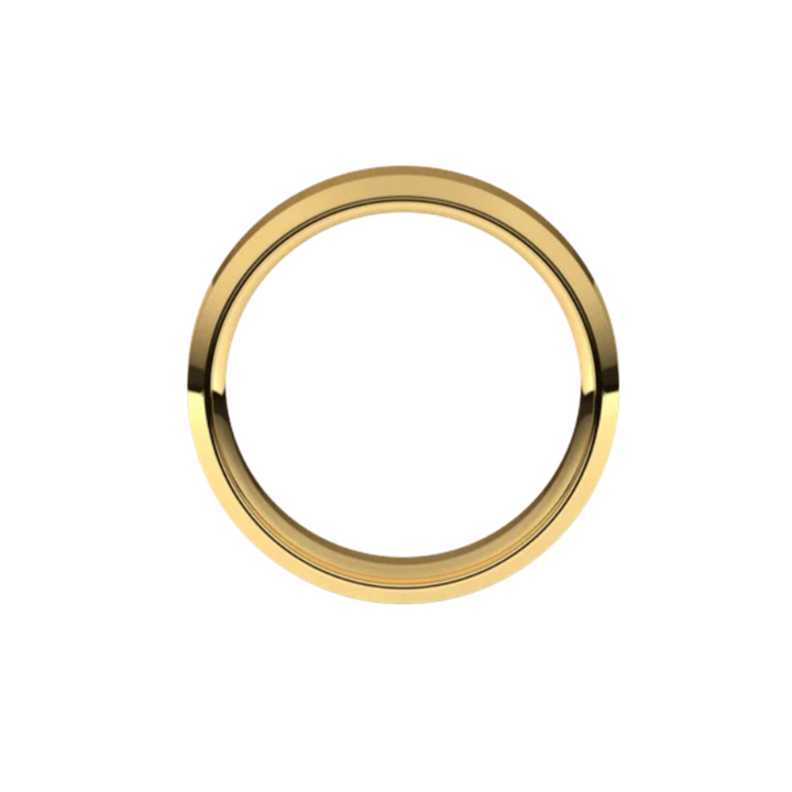 6mm Beveled Edge Wedding Band | 14K Gold Comfort Fit Wedding Ring for Men and Women, Rare Earth Jewelry
