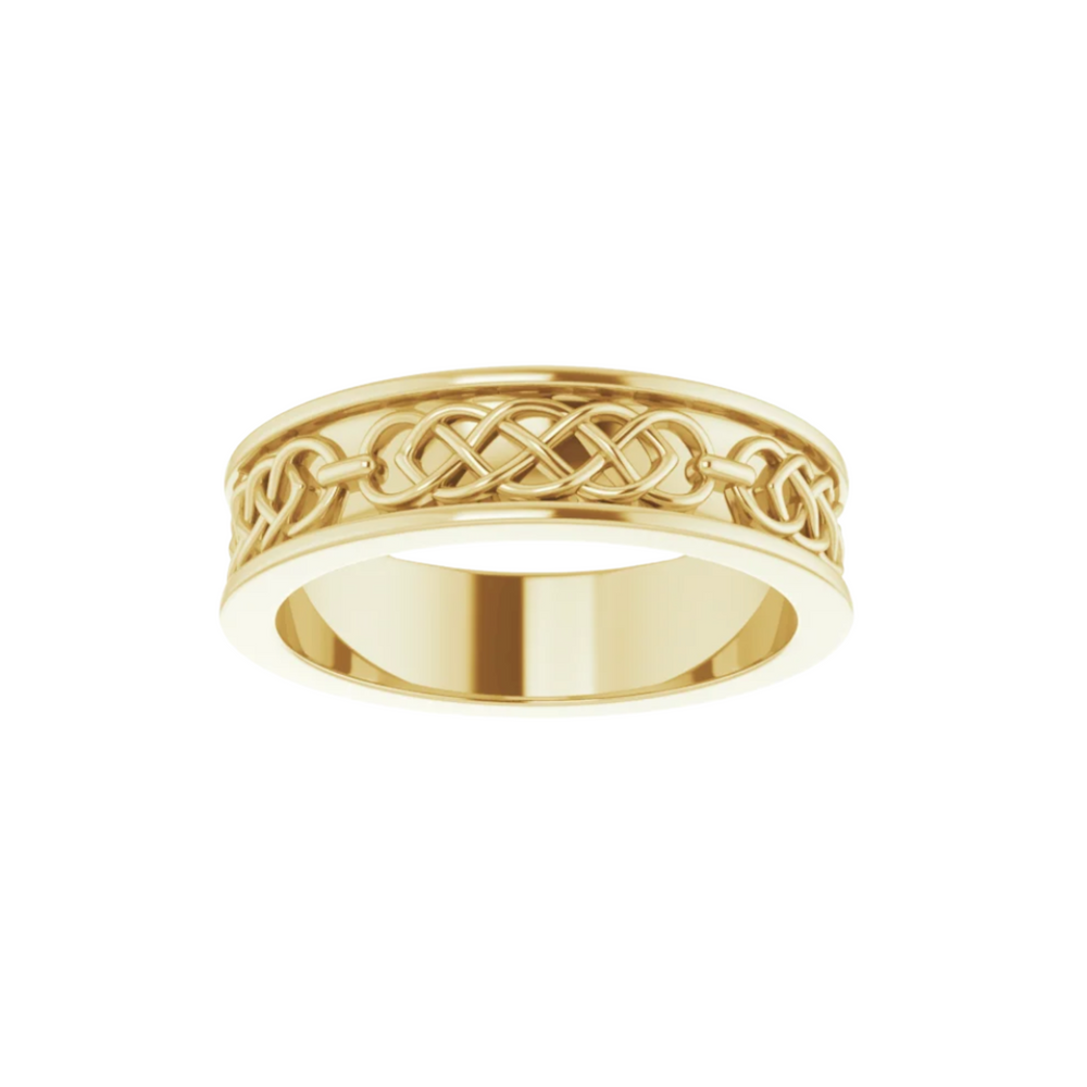 6mm Irish Wedding Band | 14K Gold Celtic Knot Wedding Ring for Men and Women, Rare Earth Jewelry