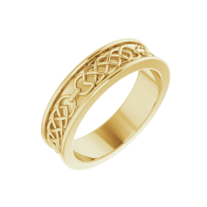 6mm Irish Wedding Band | 14K Gold Celtic Knot Wedding Ring for Men and Women, Rare Earth Jewelry