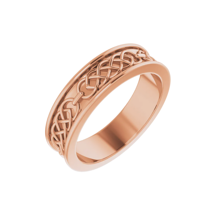 6mm Irish Wedding Band | 14K Gold Celtic Knot Wedding Ring for Men and Women, Rare Earth Jewelry