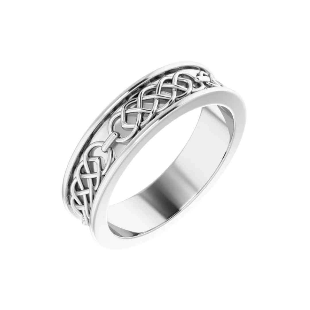 6mm Irish Wedding Band | 14K Gold Celtic Knot Wedding Ring for Men and Women, Rare Earth Jewelry