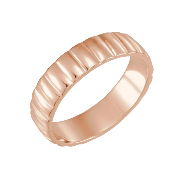 6mm Grooved Wedding Band | 14K Gold Textured Wedding Ring for Men and Women, Rare Earth Jewelry