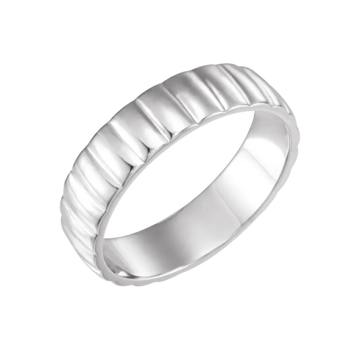 6mm Grooved Wedding Band | 14K Gold Textured Wedding Ring for Men and Women, Rare Earth Jewelry