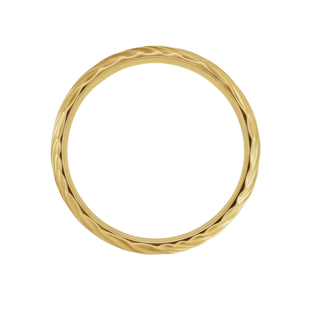 6mm Wave Pattern Wedding Band | 14K Gold Wavy Textured Wedding Ring for Men and Women, Rare Earth Jewelry